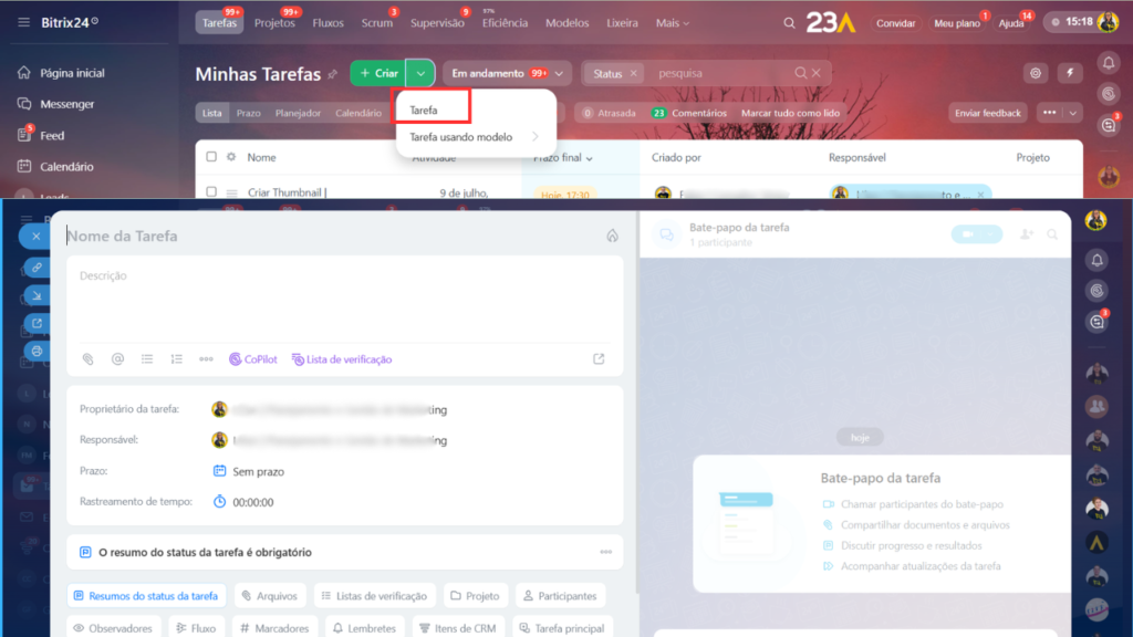 Crear tarea con formulario detallado en Bitrix24 | 23A Digital
