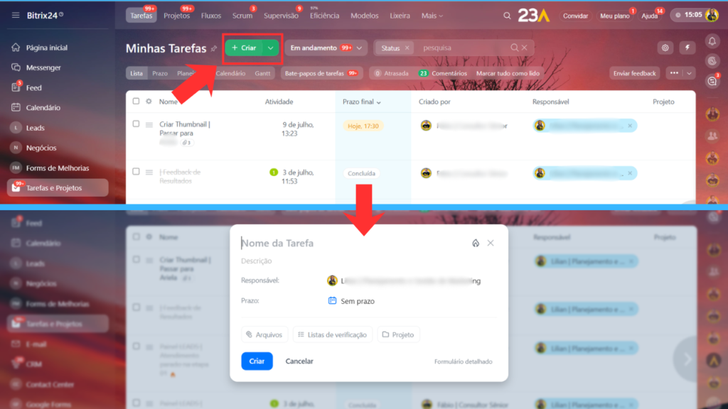 Crear tarea mediante formulario rápido en Bitrix24 | 23A Digital